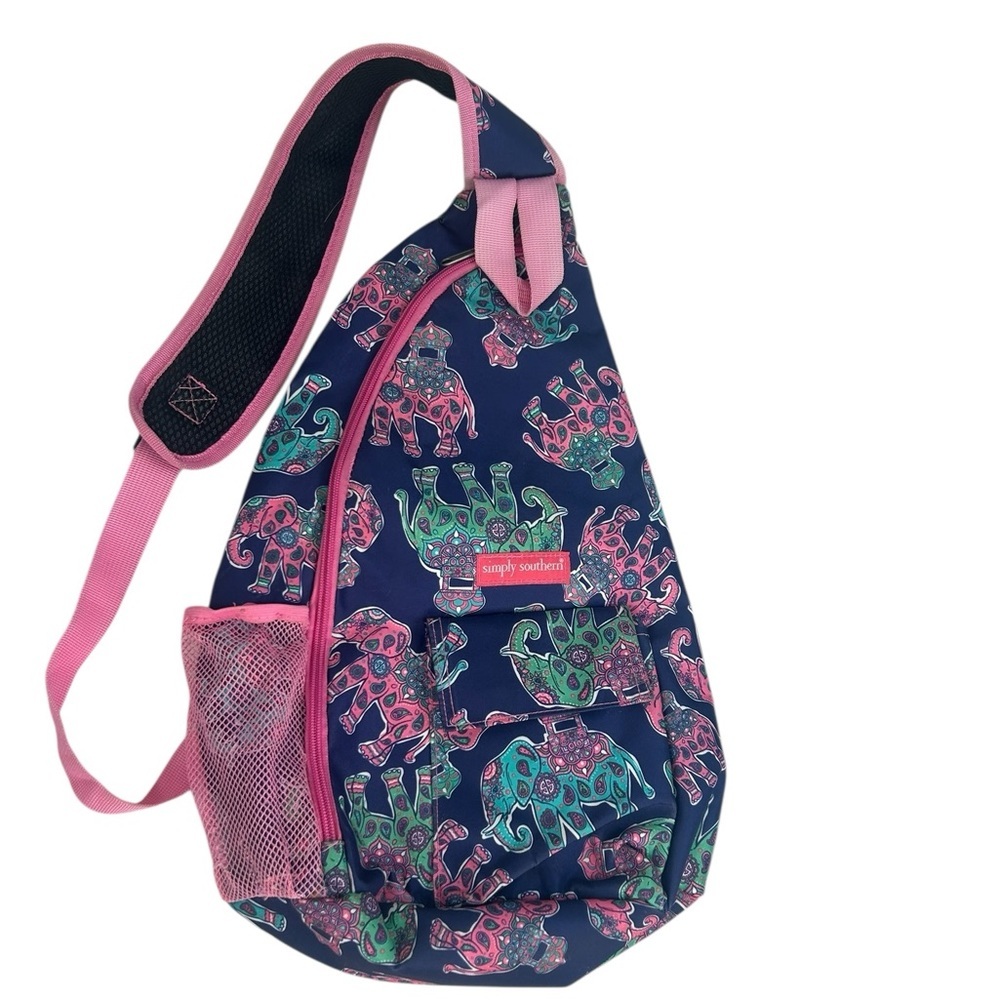 Simply Southern Sling Backpack Blue Pink Elephant Bag School Hiking Outdoor